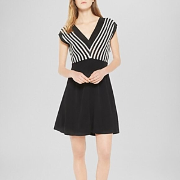 Sandro Dress - Romola Striped Bodice Size 1 US XS/S - Picture 1 of 9